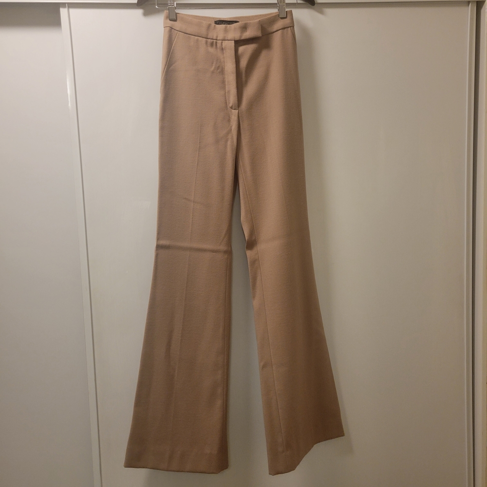 Giambatista Valli High Waist Flared Pants In Beige Tan 0